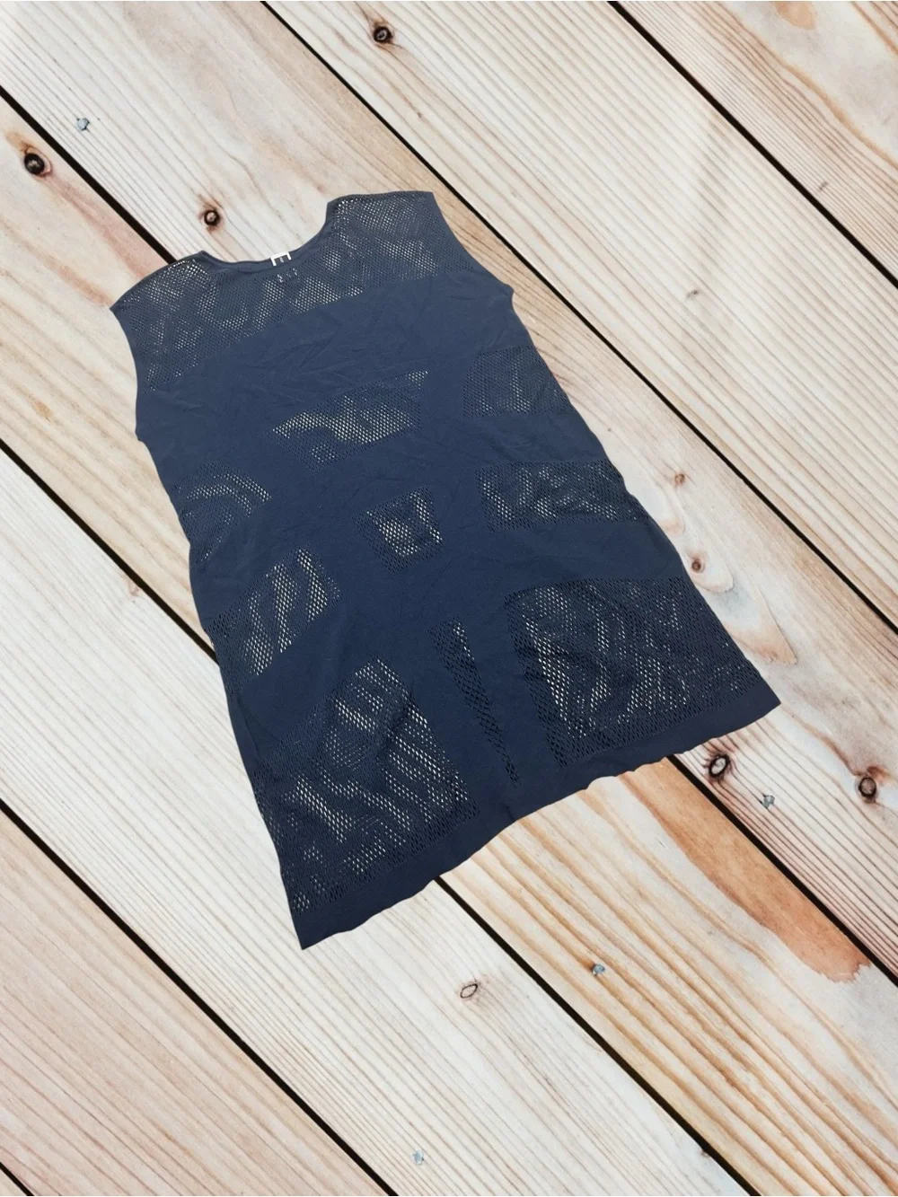 JETS by Jessika Allen size 10 navy Parallels mesh coverup dress